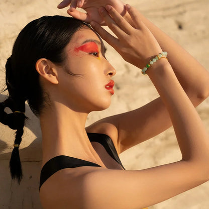 Natural A-Grade Jadeite Bead Bracelet — S925 Silver Mother's Gift