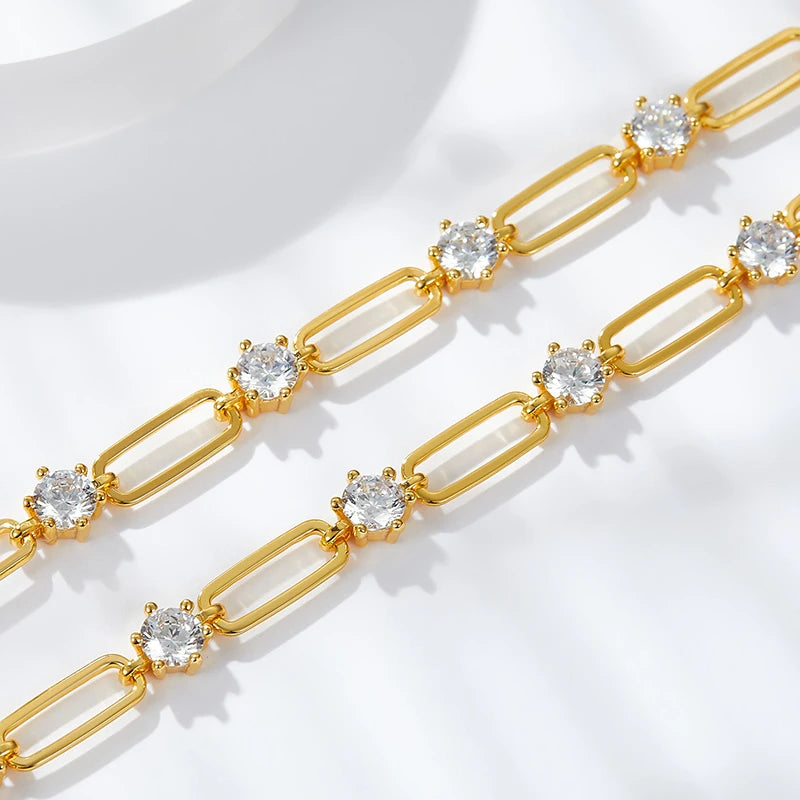 Moissanite Heart Bracelet — S925 18K White Gold Plated Elegant Link