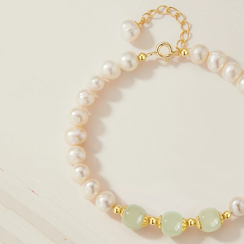 Natural Hetian Jade Round Green Beads Bracelet｜Feng Shui Elegant Charm