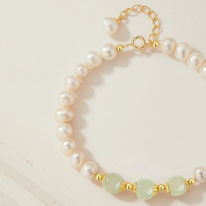 Natural Hetian Jade Round Green Beads Bracelet｜Feng Shui Elegant Charm