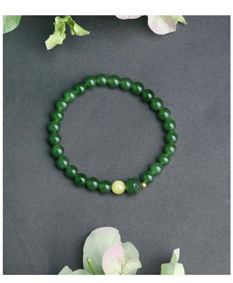 Hetian Jade Barrel Bracelet | Single-Loop Feng Shui Charm