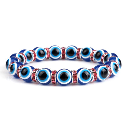 10mm Lucky Blue Evil Eye Bracelet with Charm Pendants