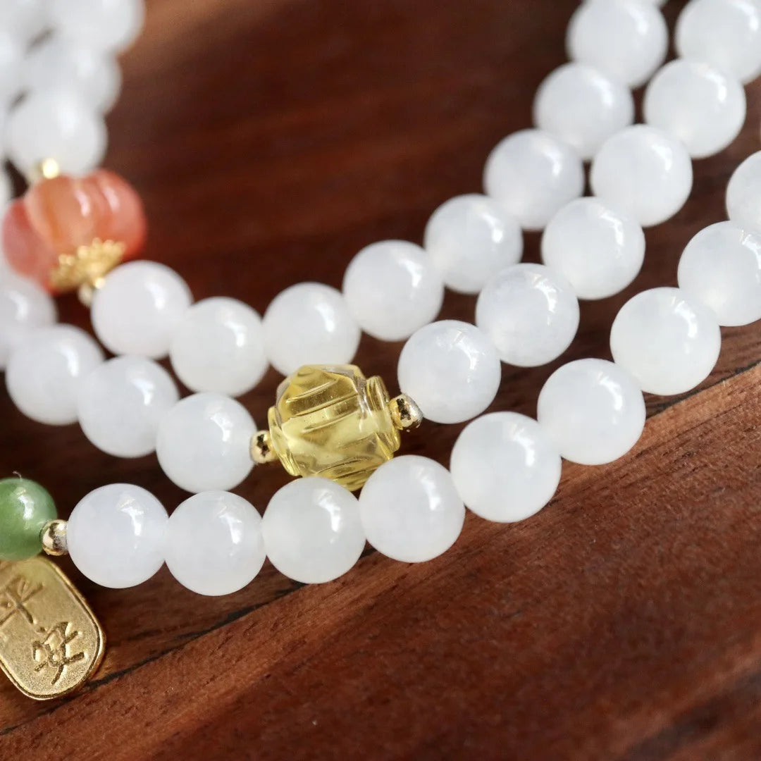White Hetian Jade Multi-Layer Bracelet — Purity & Protection for Women