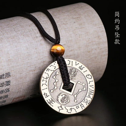 Pure Copper Taoist Nine-Char Mantra Keychain Pendant