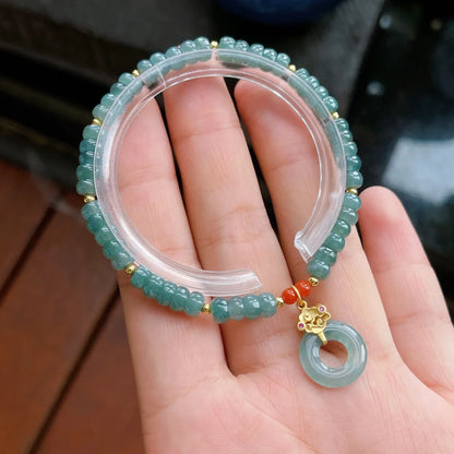 Hetian Jade Peace Button Bracelet — Feminine Lucky Pendant