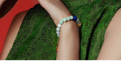 Natural Jadeite Agate Lapis Lazuli Beaded Bracelet for Women