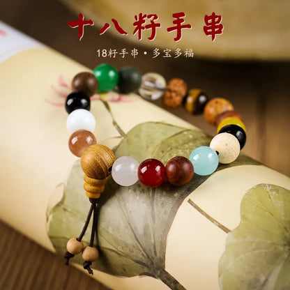 Bodhi 18-Seed Multi-Treasure Temple Bracelet – Feng Shui Amulet