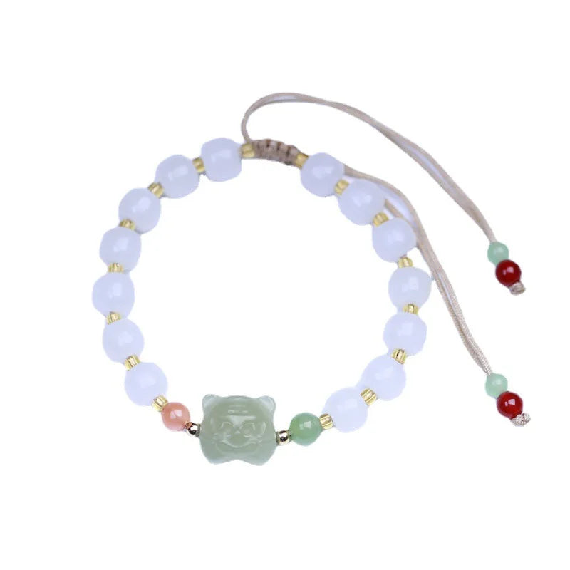 Lucky Jade Antique Gong Bell Bracelet — Boho Feng Shui Charm