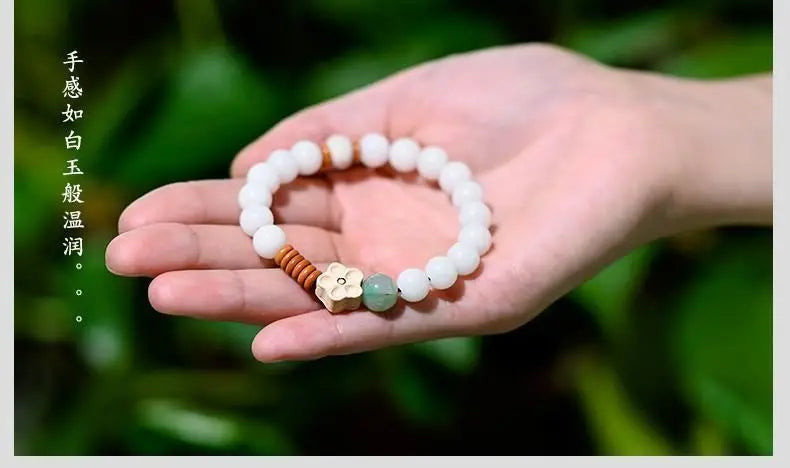 White Bodhi Root Multi-Loop Phone Chain Bracelet｜Feng Shui Charm