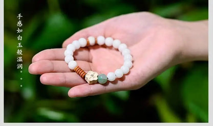 White Bodhi Root Multi-Loop Phone Chain Bracelet｜Feng Shui Charm