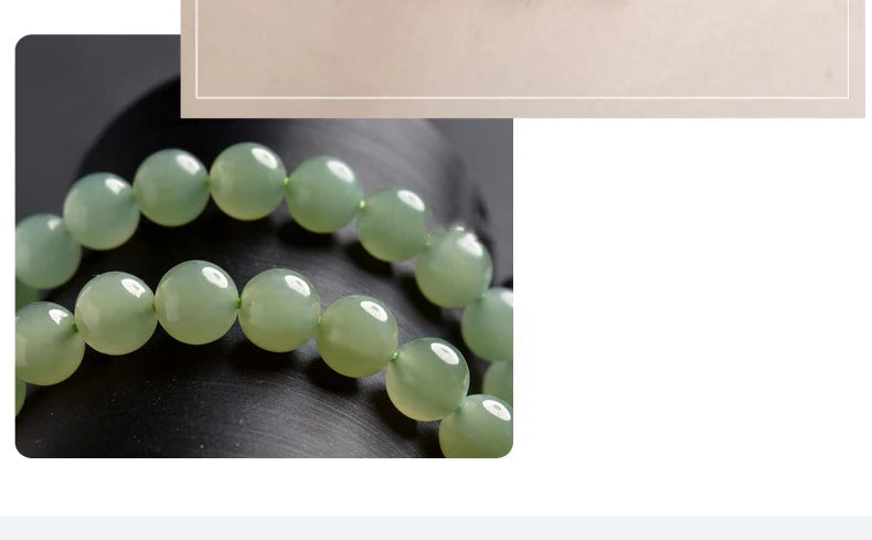 Hetian White Jade Gradient Bead Bracelet — Unisex Hand-Strung
