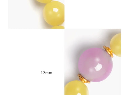 8mm Amber Hetian Jade Bell Bracelet｜Feng Shui Elegance