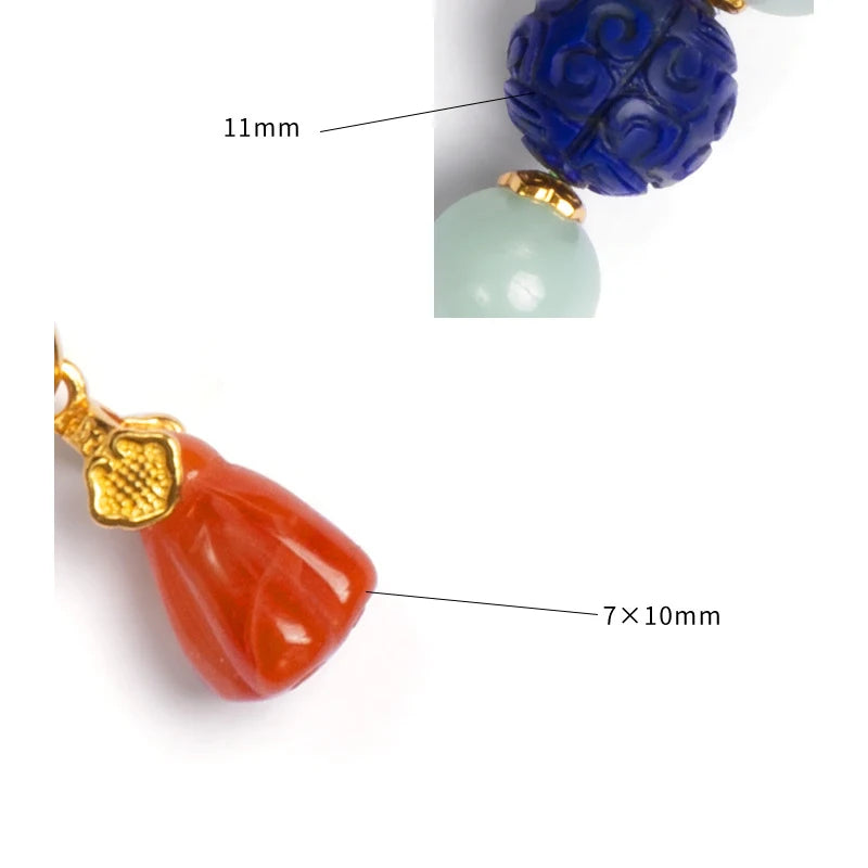 Natural Jadeite Agate Lapis Lazuli Beaded Bracelet for Women