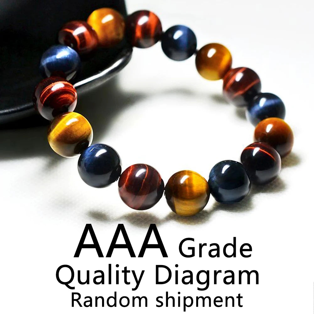 彩色虎眼护身手链｜男女情侣佛珠开运能量饰