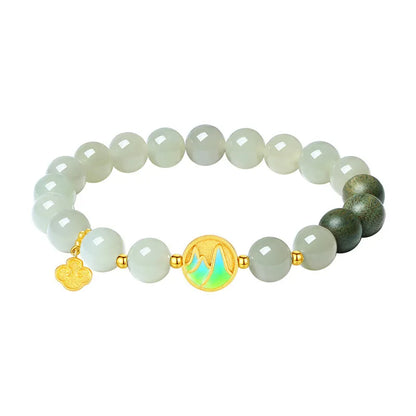 Green Enamel Bead Bracelet Hetian Jade – Feng Shui Charm