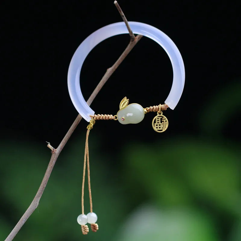 Hotan White Jade Safety-Lock Bracelet — Elegant Protective Charm