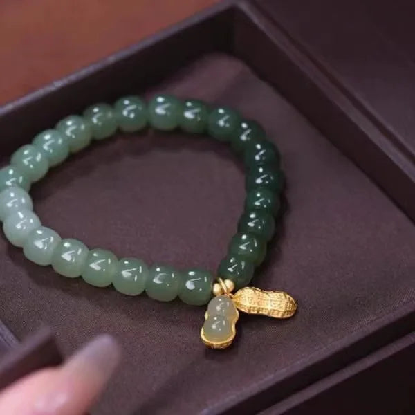 Natural Hetian Jade Buckle Bracelet — Amulet Blessing Jewelry