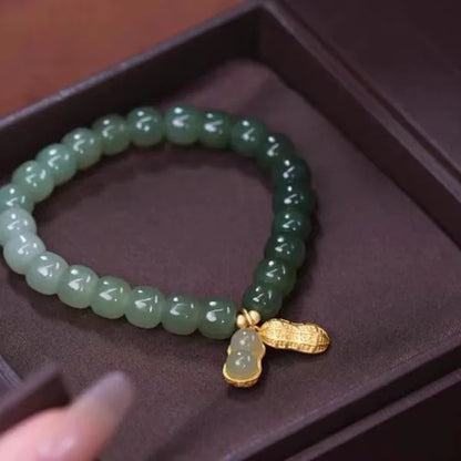 Natural Hetian Jade Buckle Bracelet — Amulet Blessing Jewelry