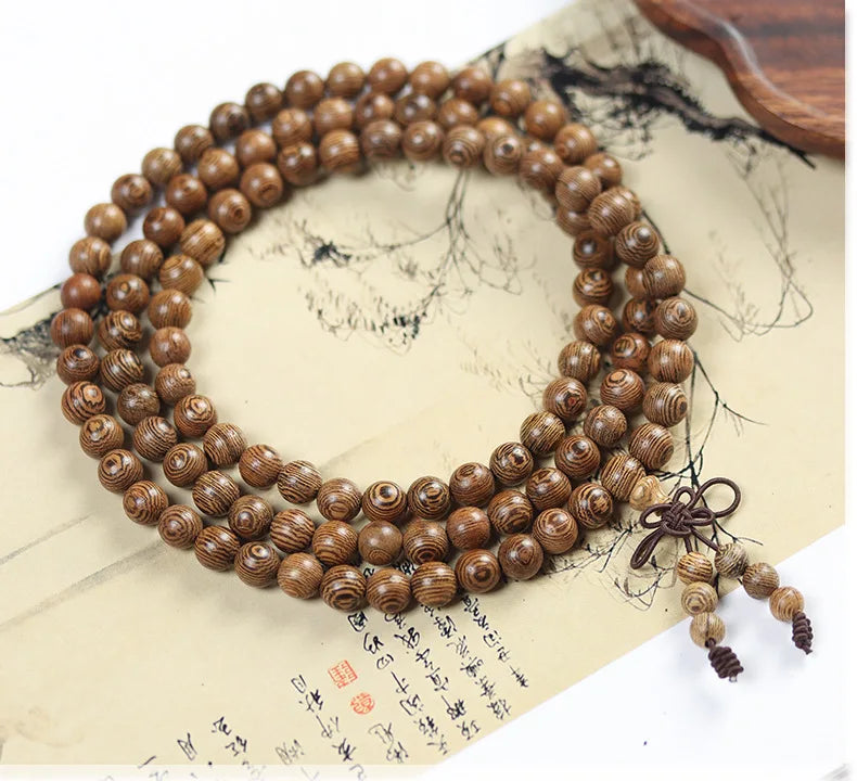 Old Seasoned Chicken Wing Wooden Buddha Prayer Beads Pieces Wind Men And Women Bracelet Holding Gift  Wooden jewelry