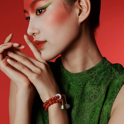 Sichuan Nanhong Two-Turn Hetian Jade Bracelet — Silver-Gold