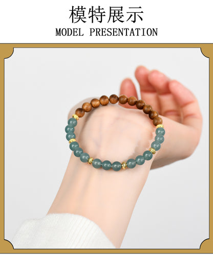 Blue Water Jade Chalcedony Agarwood Buddhist Bracelet | Zen Meditation Beads for Women's Spiritual Protection