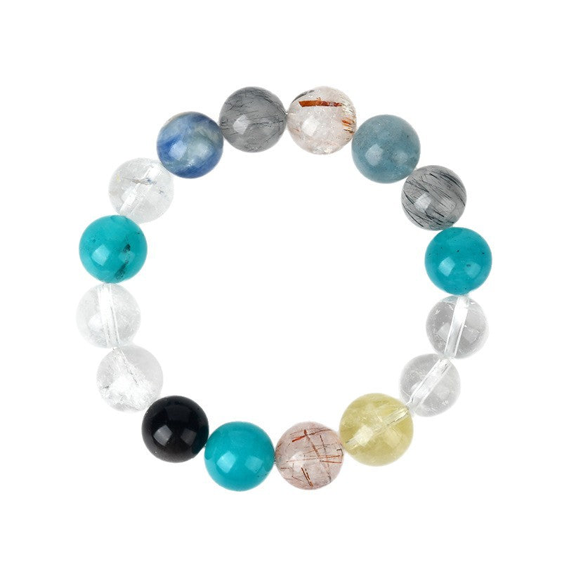 Natural Crystal Duobao Bracelet with White Crystal and Amazonite - Unisex Spiritual Energy Accessory