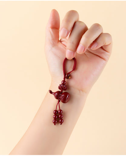 Natural Purple Gold Cinnabar Gourd Keychain | Wealth Fortune Protection Amulet