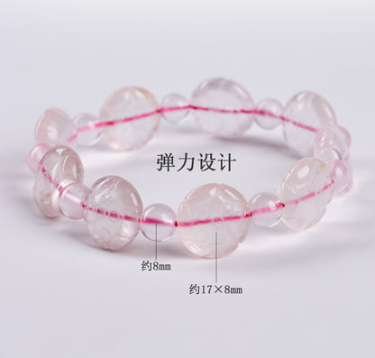 Natural Pink Crystal Lotus Bracelet | Love, Peace & Spiritual Harmony