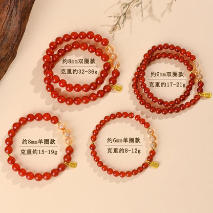 Red Agate and Yellow Pagoda Crystal Fortune Bracelet | Wealth and Protection Amulet