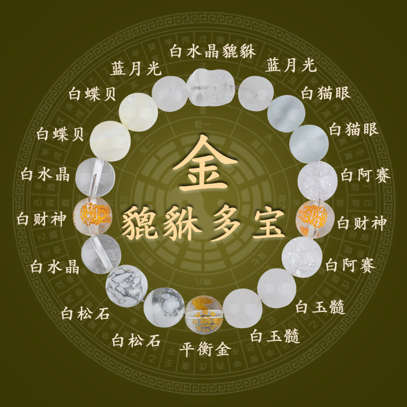 Five Elements Pixiu Wealth Crystal Bracelet | Natural Stone for Couples Balance & Prosperity