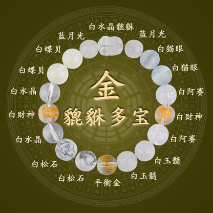 Five Elements Pixiu Wealth Crystal Bracelet | Natural Stone for Couples Balance & Prosperity