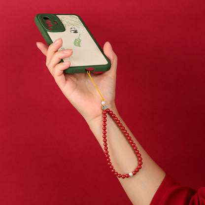 Imperial Red Cinnabar Zodiac Phone Charm - Natural Protection & Luck Enhancer