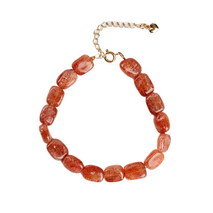 Natural Crystal Strawberry Bracelet | Adjustable Feng Shui Charm for Women's Luck