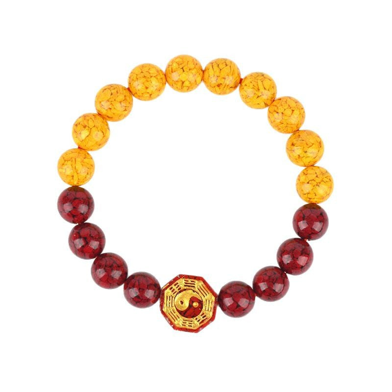 Natural Raw Ore Cinnabar Realgar Crystal Sand Taiji Bagua Bracelet - Taoist Spiritual Harmony