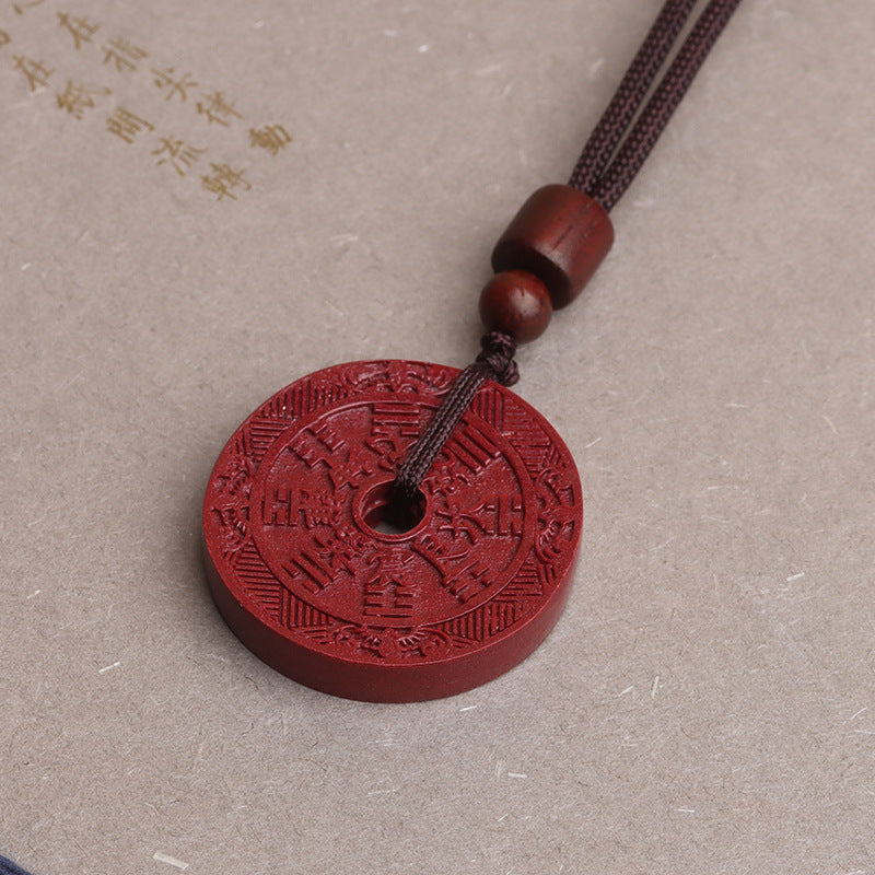 Natural Cinnabar Mountain Ghost Flower Pendant - Purple Gold Sand Raw Ore Amulet for Protection and Fortune