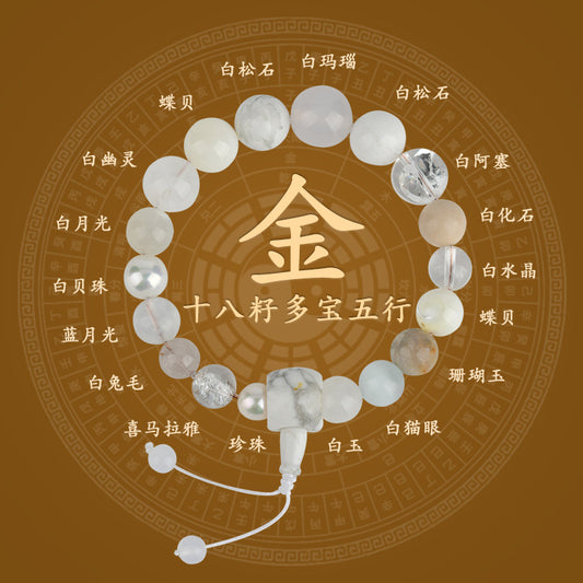 Eighteen Seeds Crystal Five Elements Harmony Bracelet for Couples - Balance and Fortune