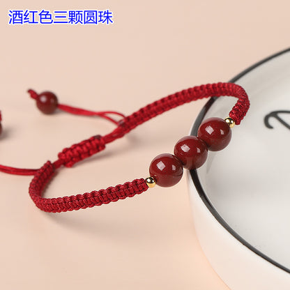 Handwoven Cinnabar Six-Word Mantra Red String Bracelet - Protection & Luck Charm