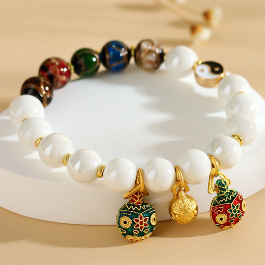 Five Elements Gold-Swallowing Beast Bracelet - Incense Ash Porcelain Longhu Mountain Cultural Creative