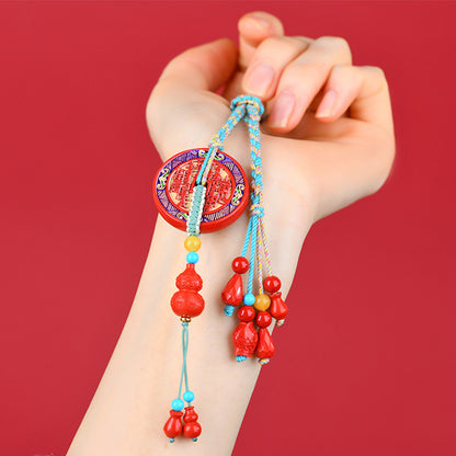 Natural High-Content Cinnabar Mountain Ghost Flower Protection Pendant for Car Keychain Bag Hanging