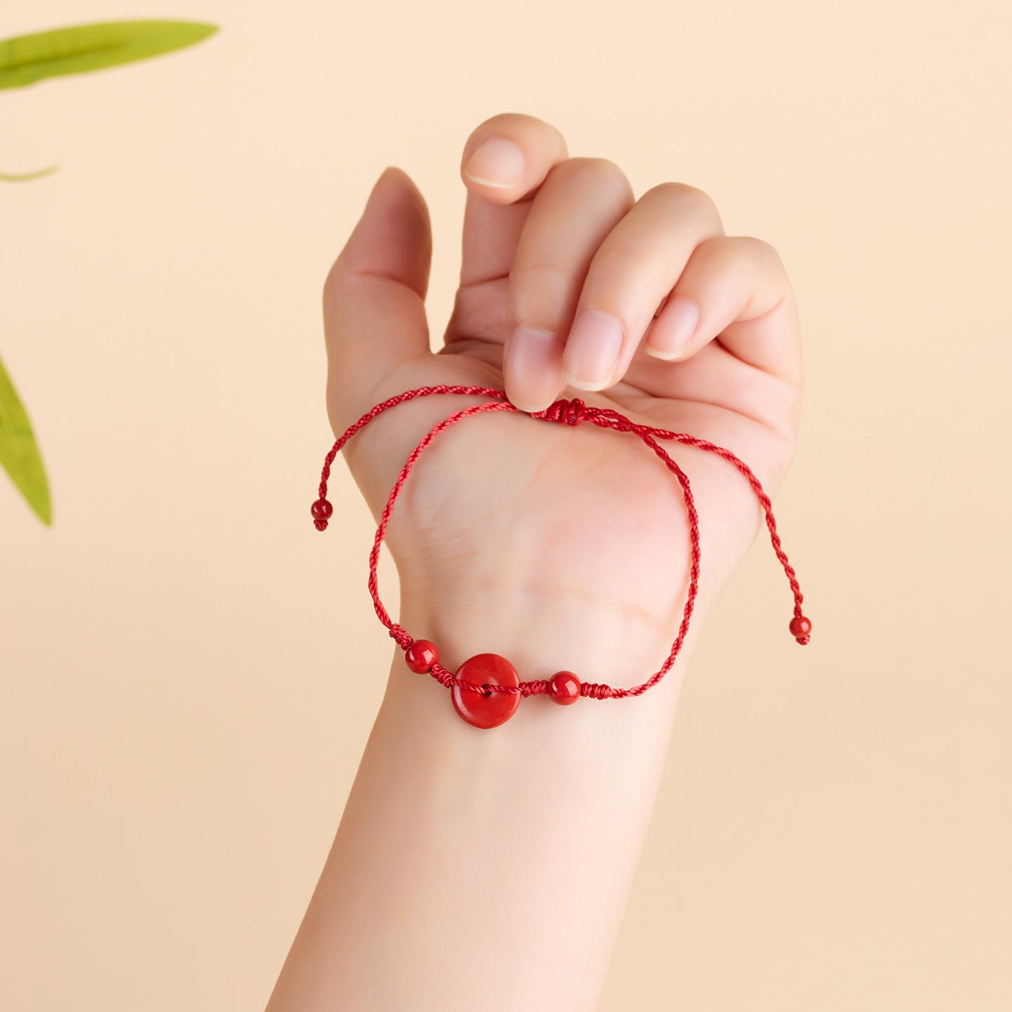Imperial Red Sand Peace Buckle Bracelet - Natural Mineral Chinese Zodiac Red Rope for Protection & Luck