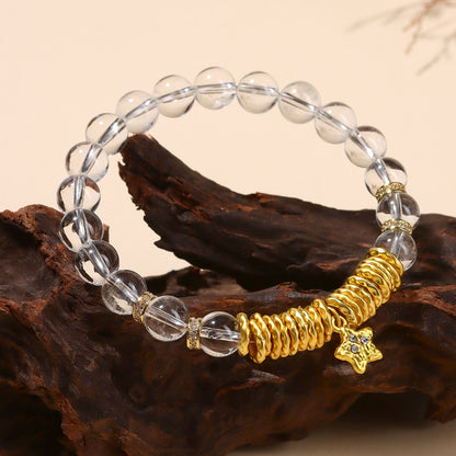 White Crystal Coiled Star Bracelet | Chinese Style Spiritual Energy Jewelry for Women