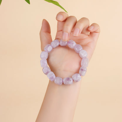 Natural Lavender Amethyst Sugar Cube Bracelet – Spiritual Harmony & Wealth Attraction