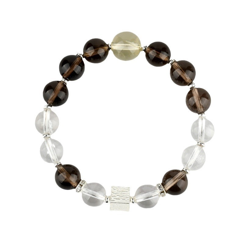 Aries Natural Tea Crystal Bracelet | White Crystal Zodiac Amulet for Courage and Clarity
