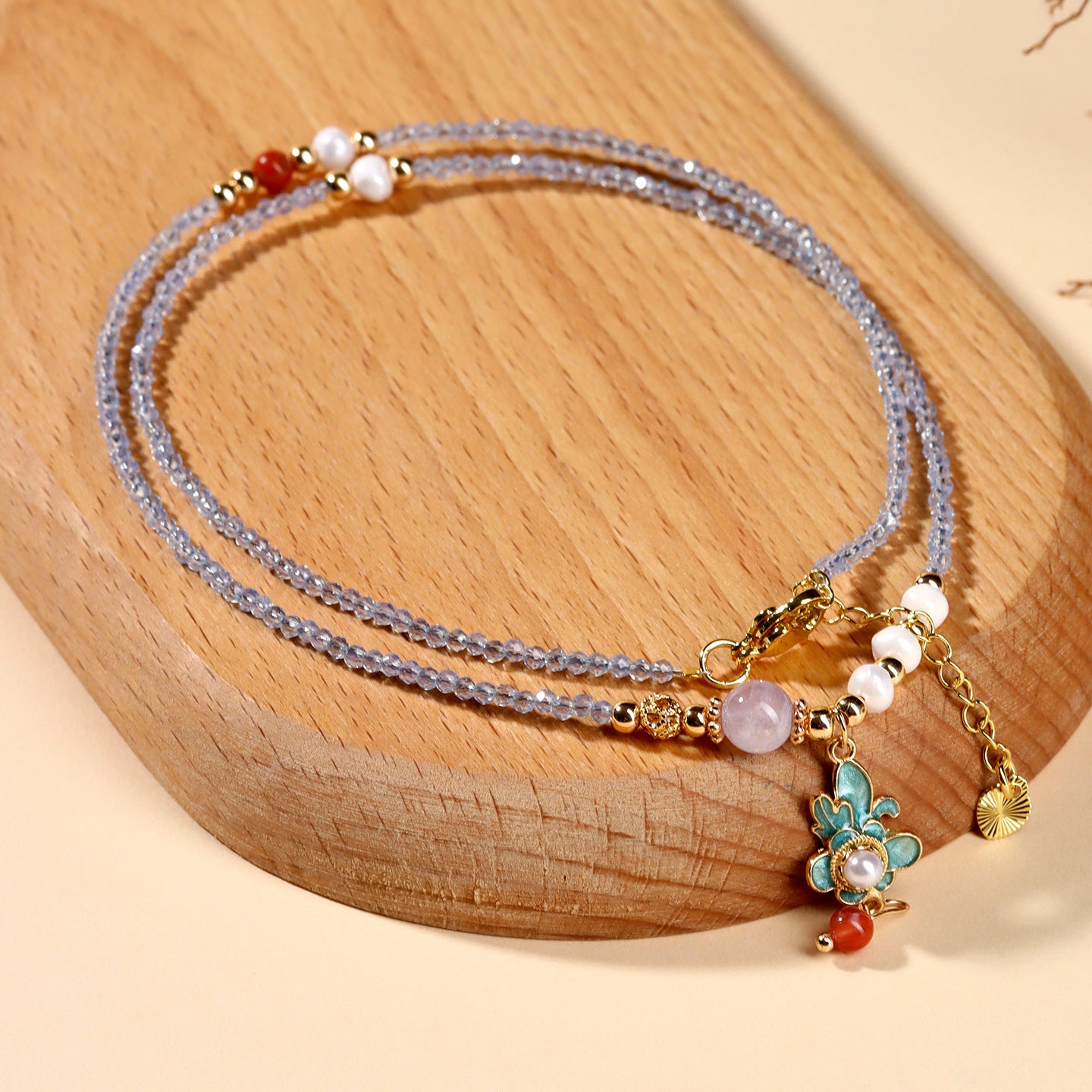 Pearl Southern Red Agate Multi-Circle Bracelet | Elegant Women's Collarbone Necklace for Fortune & Protection