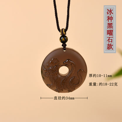 Natural Ice Obsidian Xuanwu Peace Pendant | Five Elements Hydration & Protection Unisex Necklace
