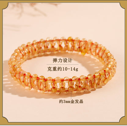 Golden Rutilated Quartz Bracelet | Wealth & Energy Crystal Jewelry for Women