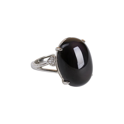 Rainbow Eye Obsidian Ring – Adjustable Unisex Spiritual Protection Jewelry