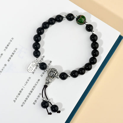 Natural Obsidian Buddha Beads Bracelet｜Spiritual Protection & Zen Energy for Women