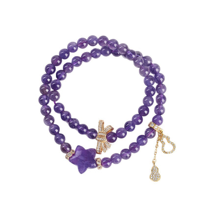 Natural Amethyst Double Circle Bracelet | Spiritual Harmony & Elegant Protection