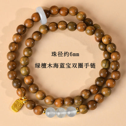 Green Sandalwood & Amethyst Multi-Loop Bracelet